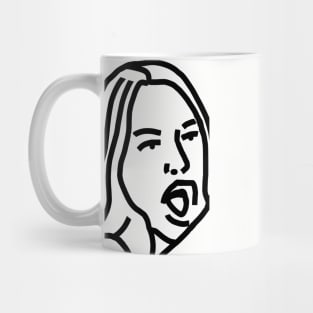 Woman Yelling at Cat Meme Detail Face Line Drawing Mug